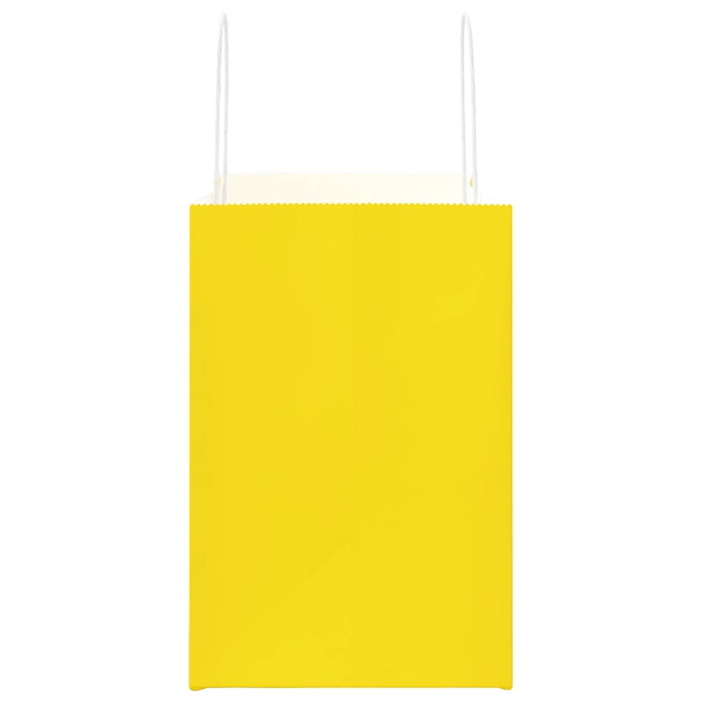Pungi de hârtie 50 buc cu mânere galbene 26x17x25 cm GartenMobel Dekor