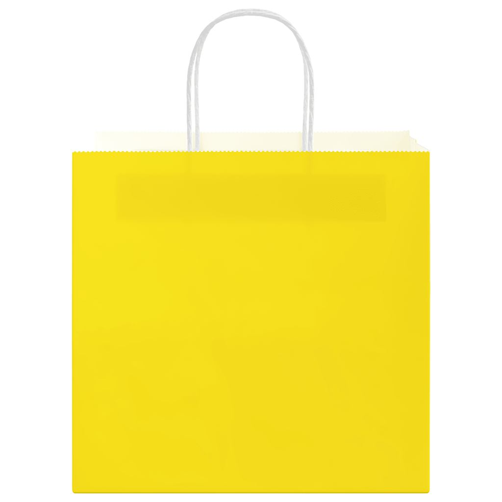 Pungi de hârtie 50 buc cu mânere galbene 26x17x25 cm GartenMobel Dekor