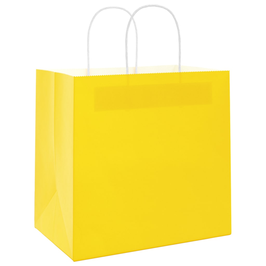 Pungi de hârtie 50 buc cu mânere galbene 26x17x25 cm GartenMobel Dekor