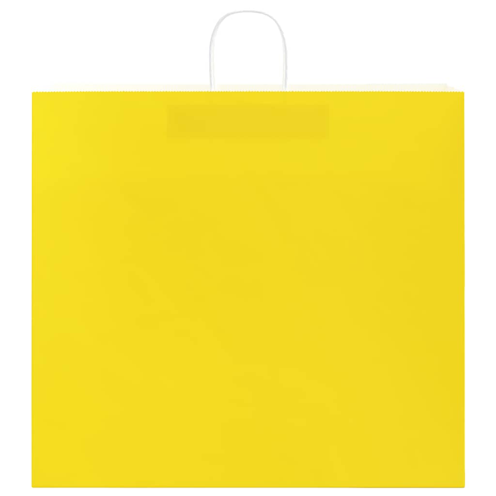 Pungi de hârtie 50 buc cu mânere galbene 54x15x49 cm GartenMobel Dekor