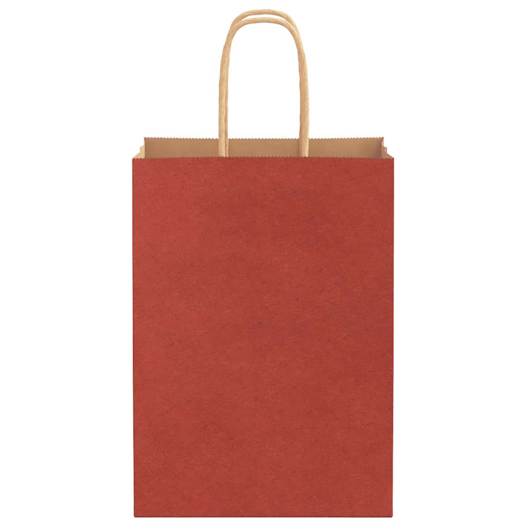 Saci de hârtie 250 buc cu mânere roșii 15x8x21 cm GartenMobel Dekor