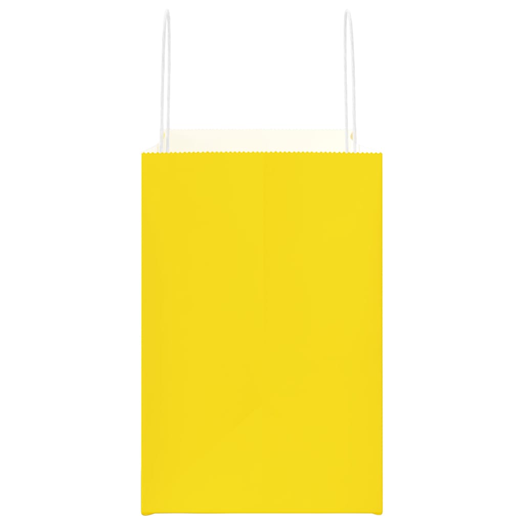 Pungi de hârtie 250 buc cu mânere galbene 21x11x36 cm GartenMobel Dekor