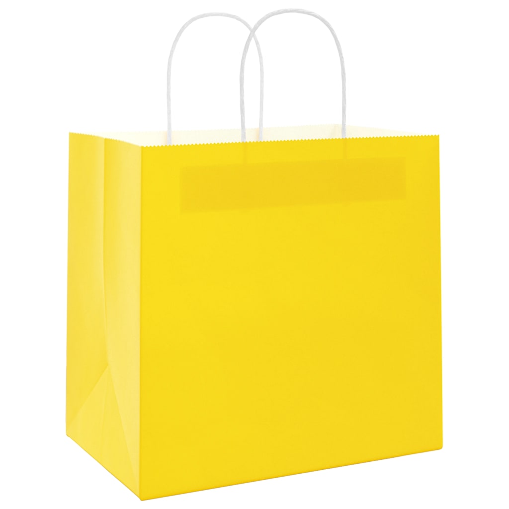 Pungi de hârtie 250 buc cu mânere galbene 21x11x36 cm GartenMobel Dekor