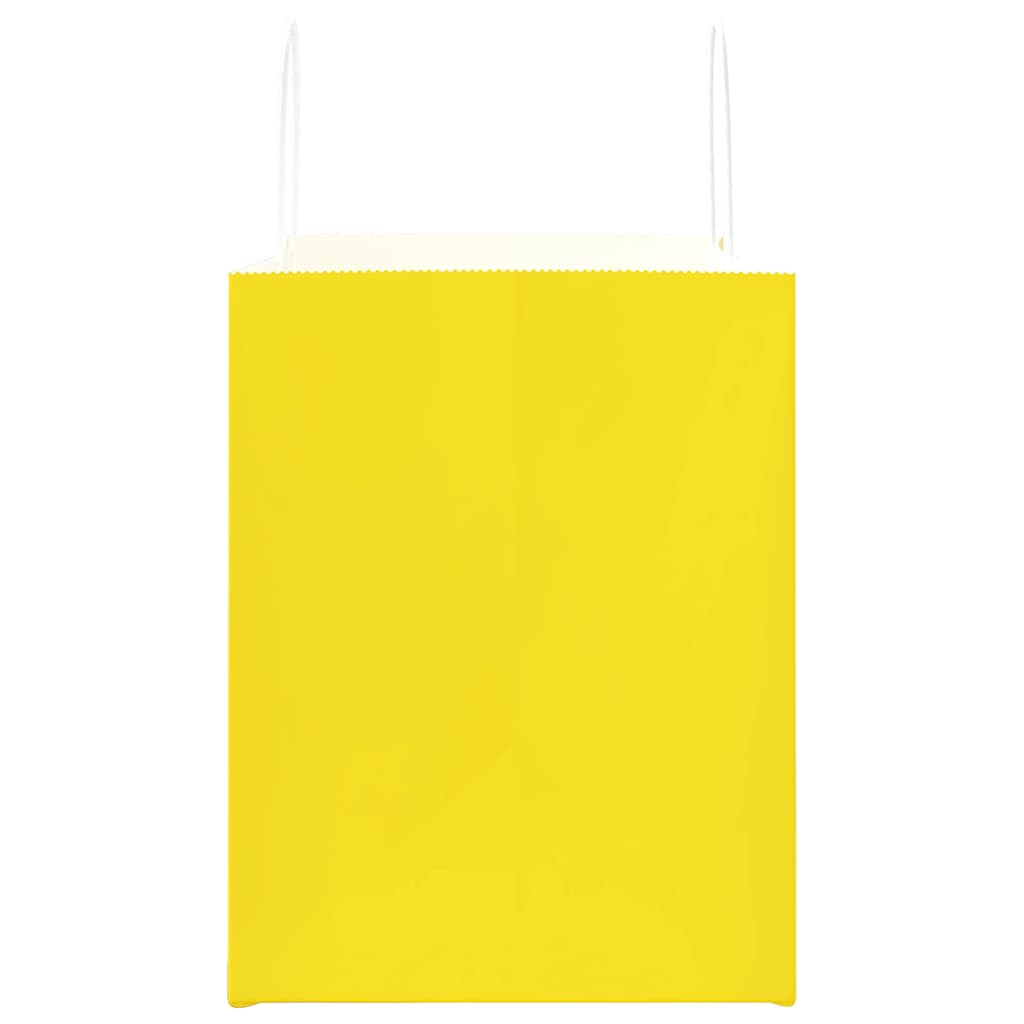 Pungi de hârtie 250 buc cu mânere galbene 32x22x28 cm GartenMobel Dekor
