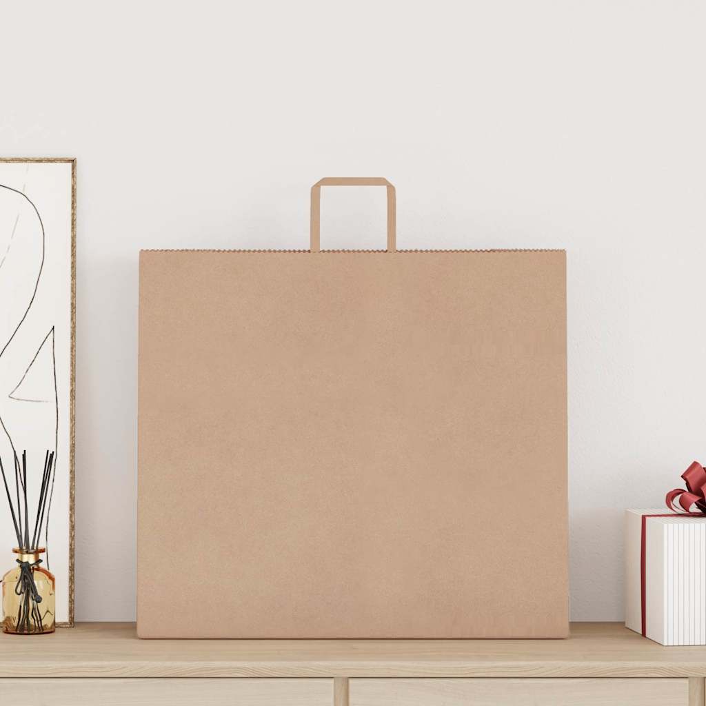 Pungi de hârtie 250 buc cu mânere maro 54x15x49 cm GartenMobel Dekor