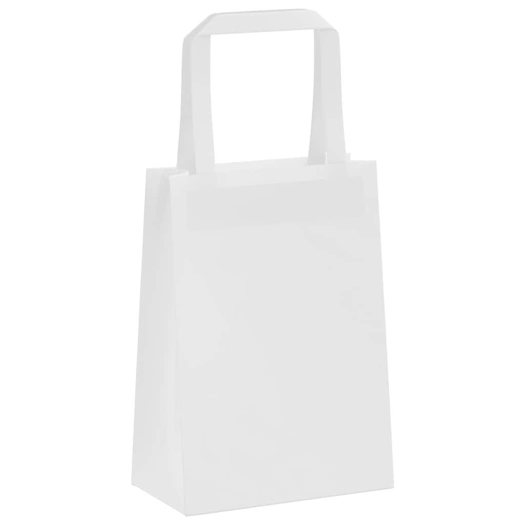 Pungi de hârtie 50 buc cu mânere albe 15x8x21 cm GartenMobel Dekor