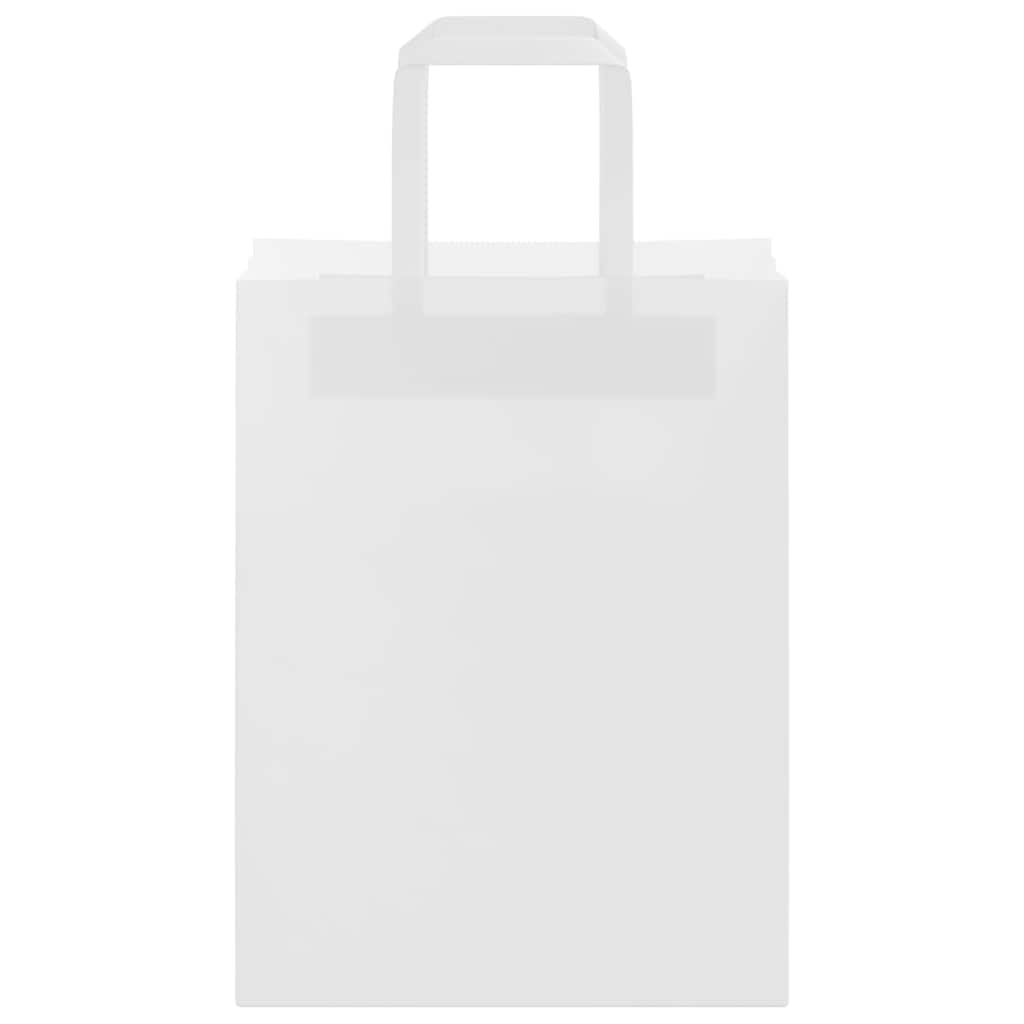 Pungi de hârtie 50 buc cu mânere albe 21x11x28 cm GartenMobel Dekor