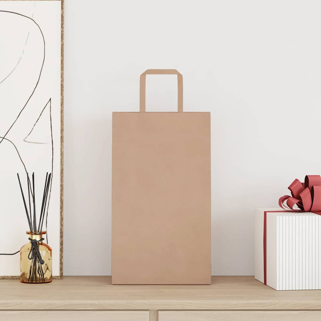 Pungi de hârtie 50 buc cu mânere maro 21x11x36 cm GartenMobel Dekor