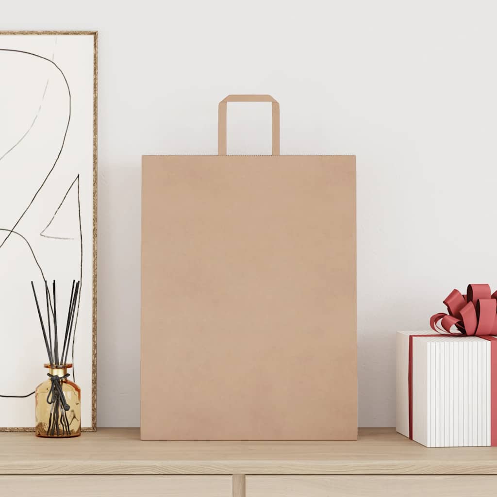 Pungi de hârtie 50 buc cu mânere maro 32x12x42 cm GartenMobel Dekor