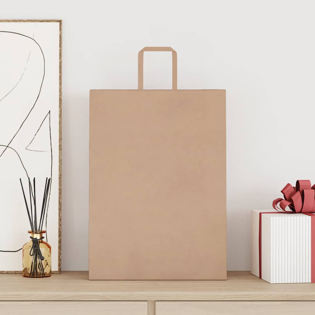 Pungi de hârtie 50 buc cu mânere maro 32x17x44 cm GartenMobel Dekor