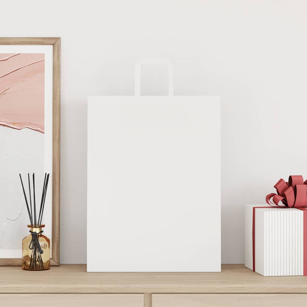 Pungi de hârtie 250 buc cu mânere albe 32x12x42 cm GartenMobel Dekor