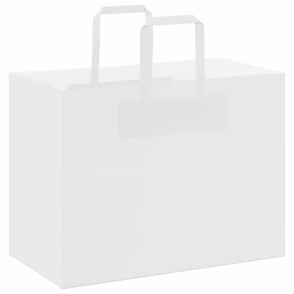 Pungi de hârtie 250 buc cu mânere albe 32x17x25 cm GartenMobel Dekor
