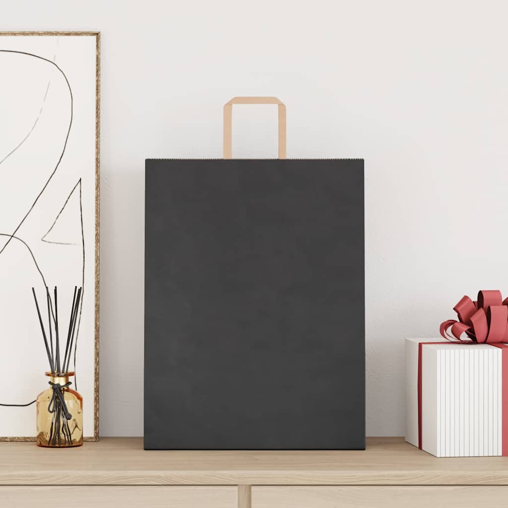 Pungi de hârtie 250 buc cu mânere negre 32x12x42 cm GartenMobel Dekor