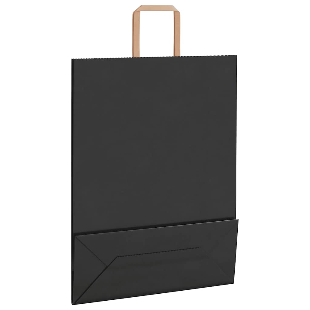 Pungi de hârtie 250 buc cu mânere negre 32x12x42 cm GartenMobel Dekor