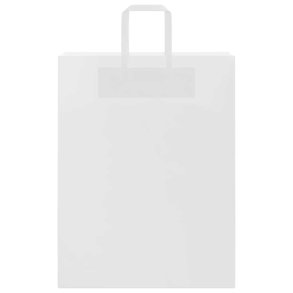 Pungi de hârtie 50 buc cu mânere albe 32x12x42 cm GartenMobel Dekor