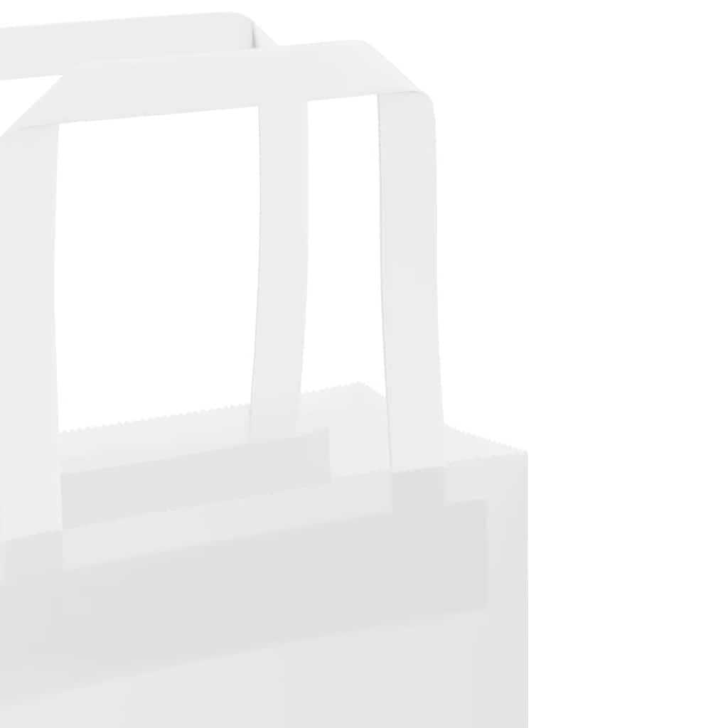 Pungi de hârtie 50 buc cu mânere albe 32x12x42 cm GartenMobel Dekor