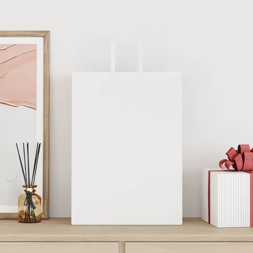 Pungi de hârtie 50 buc cu mânere albe 32x17x44 cm GartenMobel Dekor