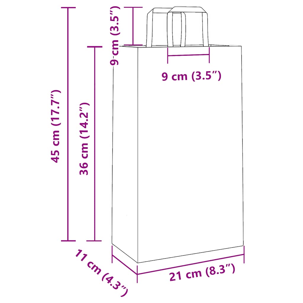 Pungi de hârtie 50 buc cu mânere negre 21x11x36 cm GartenMobel Dekor