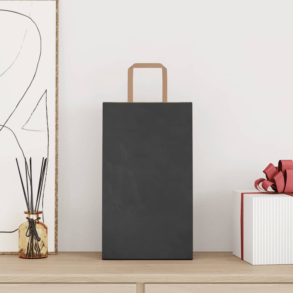 Pungi de hârtie 50 buc cu mânere negre 21x11x36 cm GartenMobel Dekor
