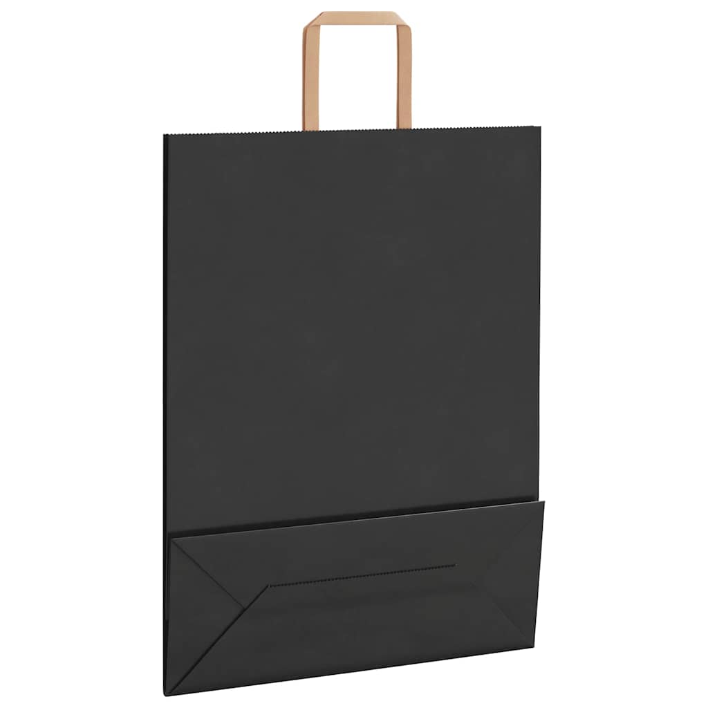 Pungi de hârtie 50 buc cu mânere negre 32x12x42 cm GartenMobel Dekor