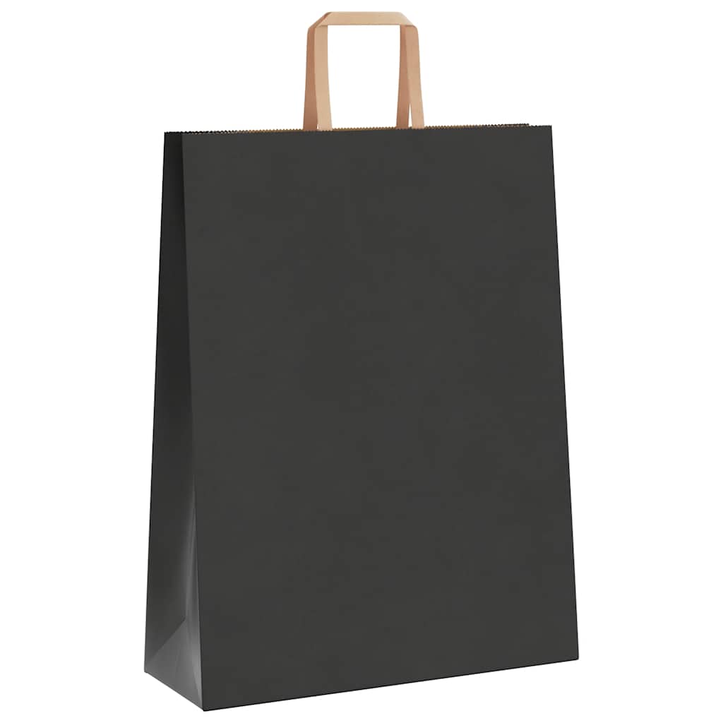 Pungi de hârtie 50 buc cu mânere negre 32x12x42 cm GartenMobel Dekor