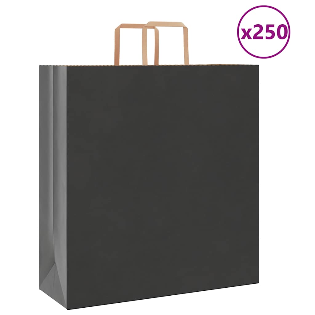Pungi de hârtie 250 buc cu mânere negre 45x17x48 cm GartenMobel Dekor