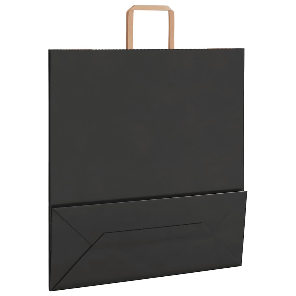 Pungi de hârtie 250 buc cu mânere negre 45x17x48 cm GartenMobel Dekor