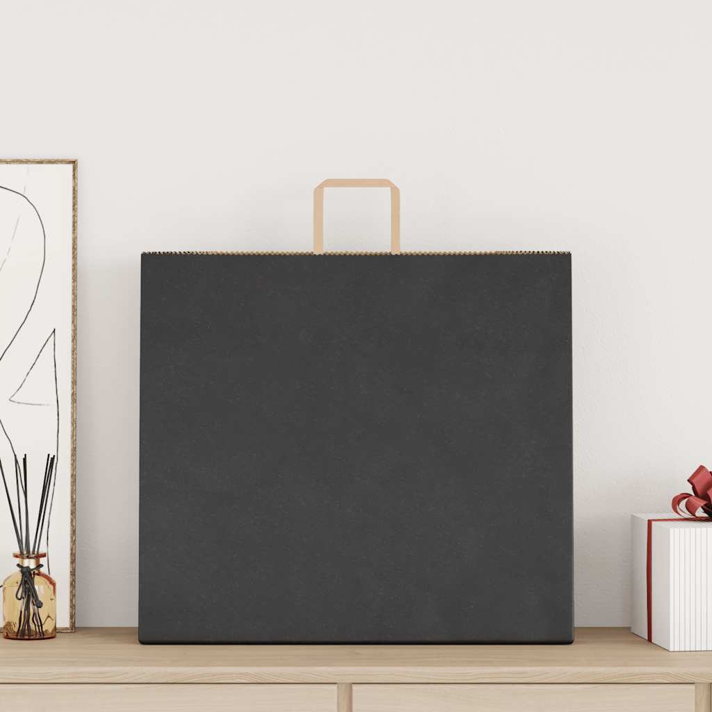 Pungi de hârtie 250 buc cu mânere negre 54x15x49 cm GartenMobel Dekor