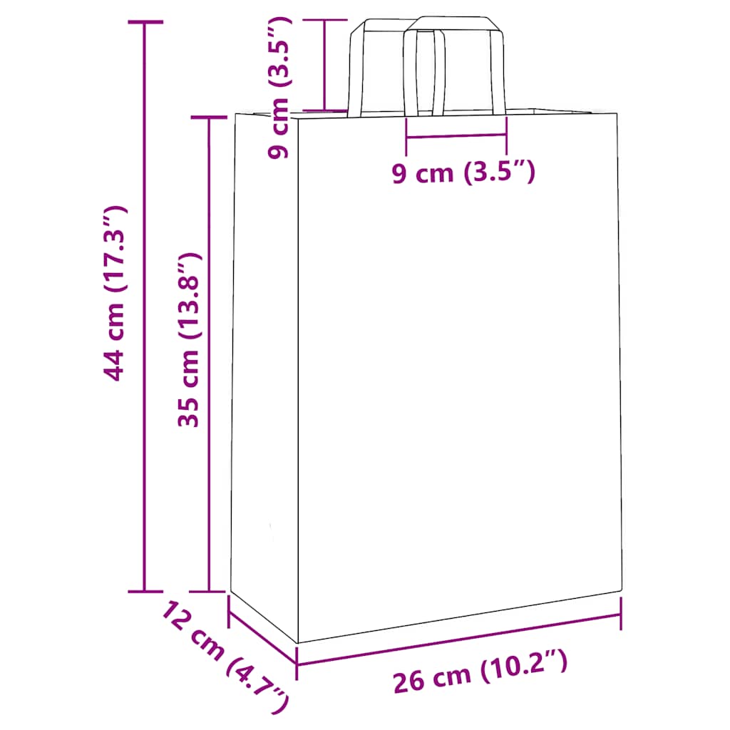 Pungi de hârtie 250 buc cu mânere roz 26x12x35 cm GartenMobel Dekor