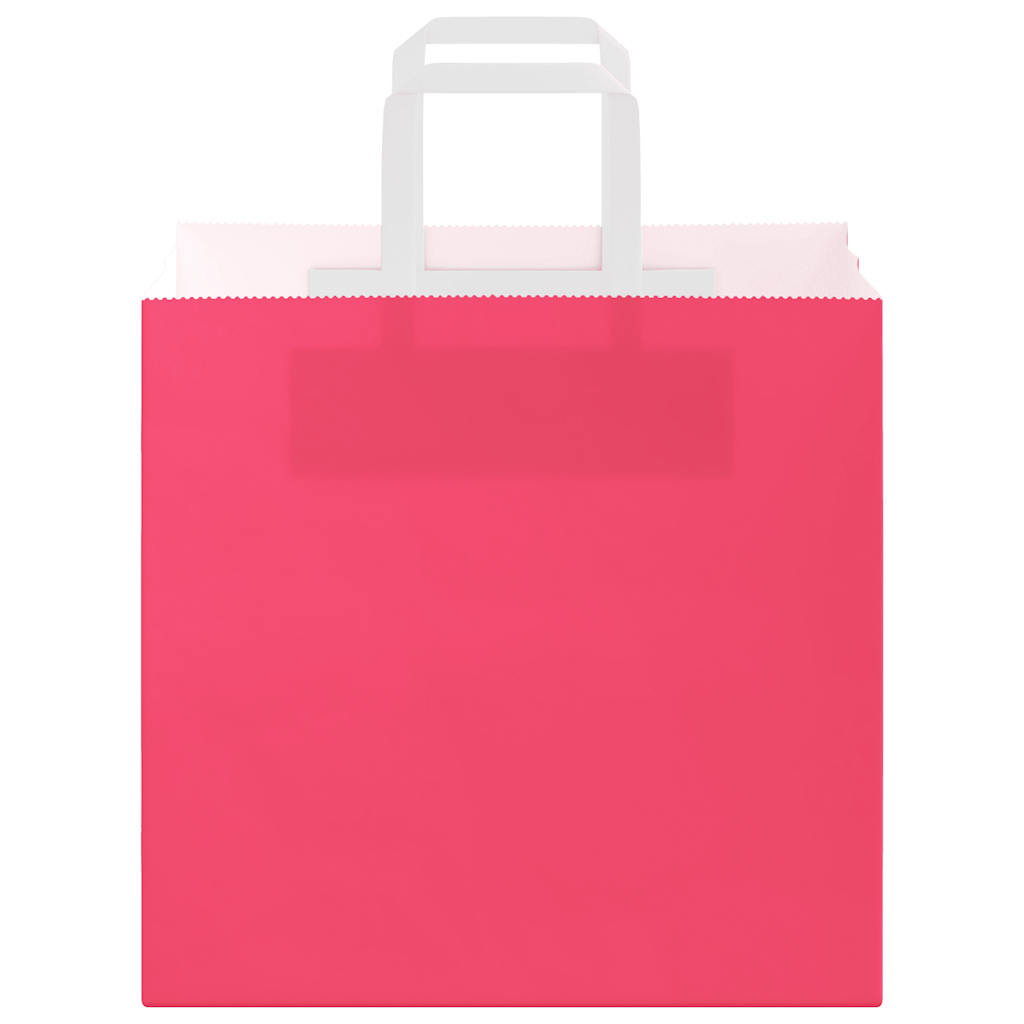 Pungi de hârtie 250 buc cu mânere roz 26x17x25 cm GartenMobel Dekor