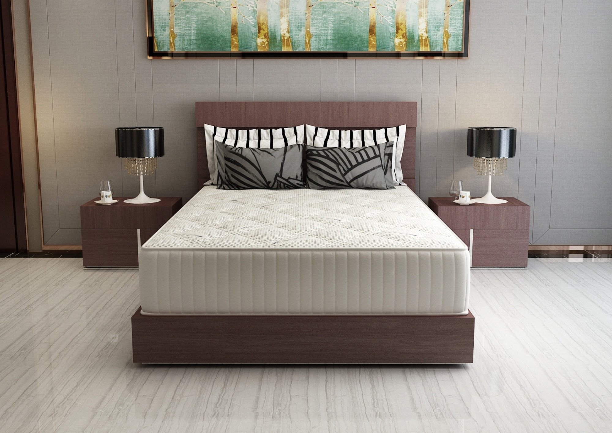 Saltea cu memorie si arcuri Silver Evolution Pocket Spring, Horeca, 200x200, inaltime 30 cm, husa cu ioni de argint, fermitate ridicata Relax KipRoom