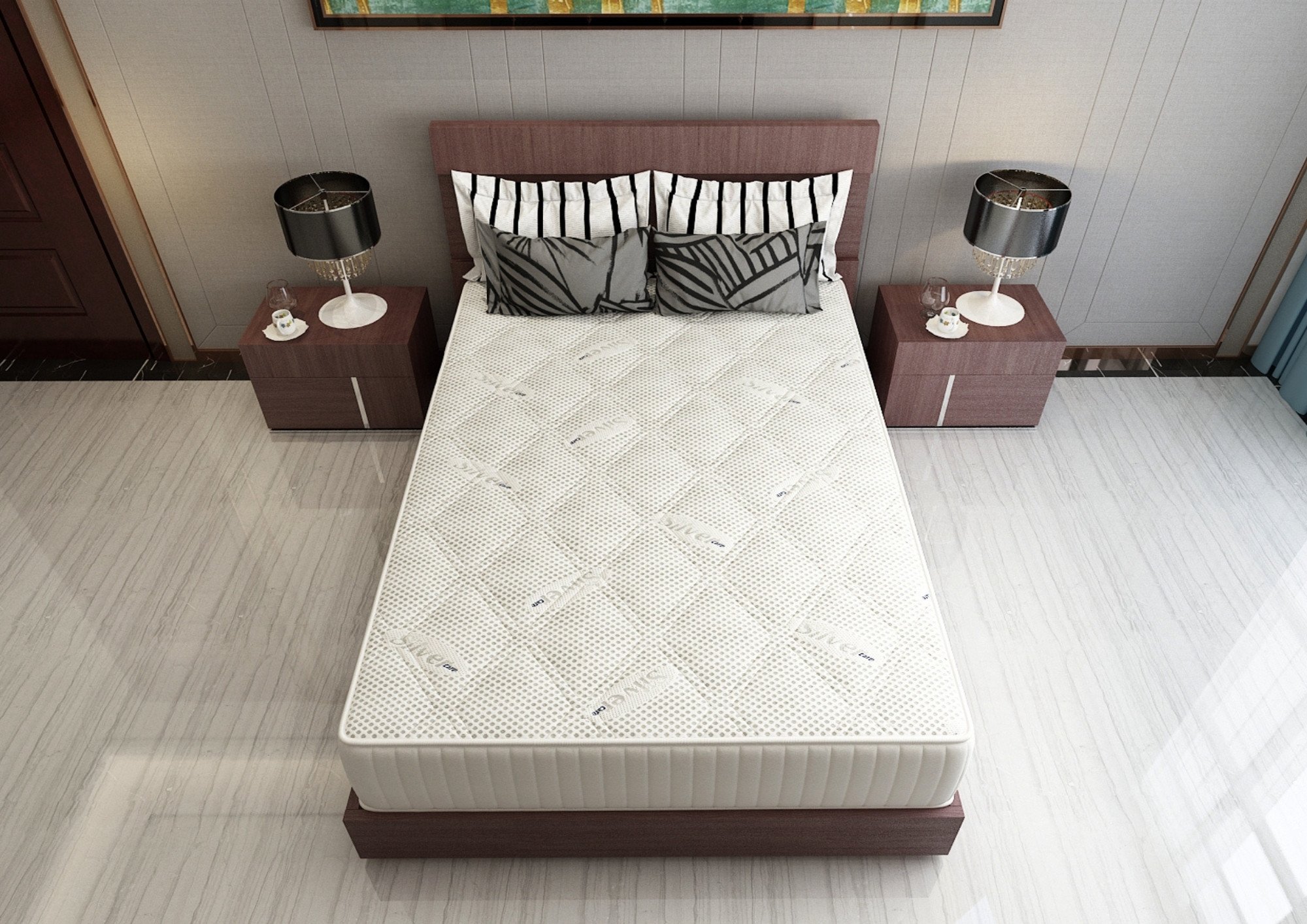 Saltea cu memorie si arcuri Silver Evolution Pocket Spring, Horeca, 200x200, inaltime 30 cm, husa cu ioni de argint, fermitate ridicata Relax KipRoom