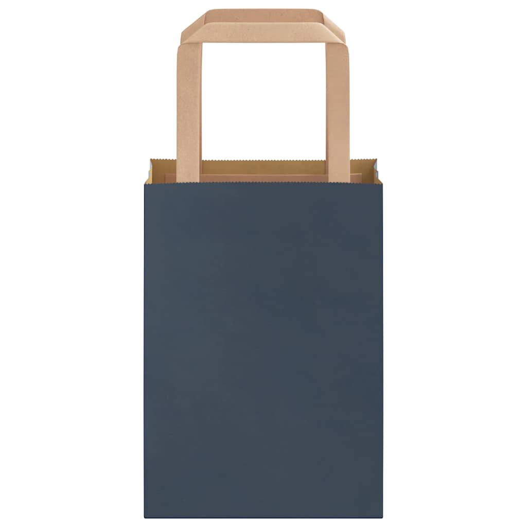 Pungi de hârtie 250 buc cu mânere Albastru 15x8x21 cm GartenMobel Dekor