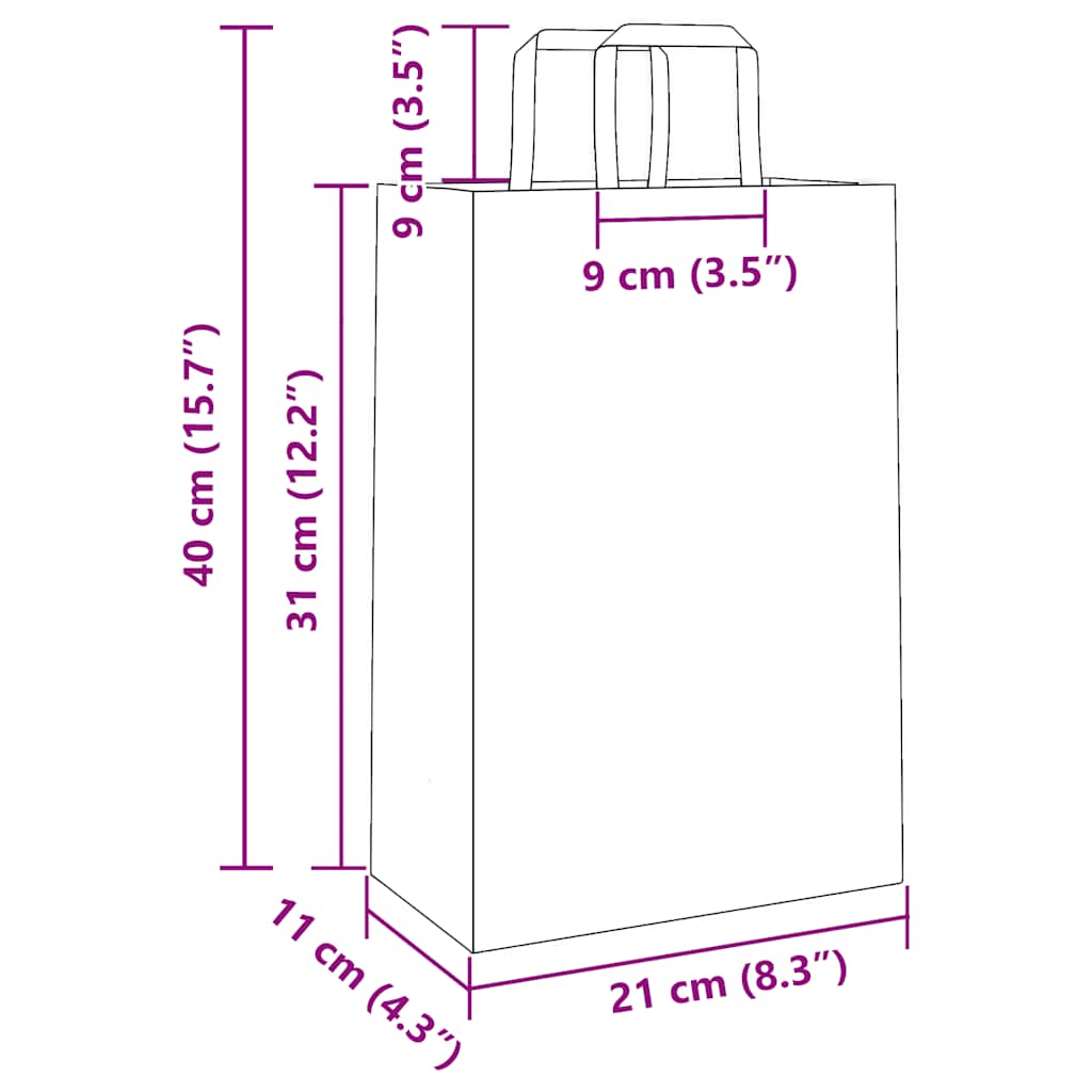 Pungi de hârtie 250 buc cu mânere Albastru 21x11x31 cm GartenMobel Dekor