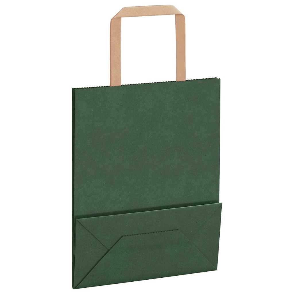 Pungi de hârtie 250 buc cu mânere verde 18x8x22 cm GartenMobel Dekor