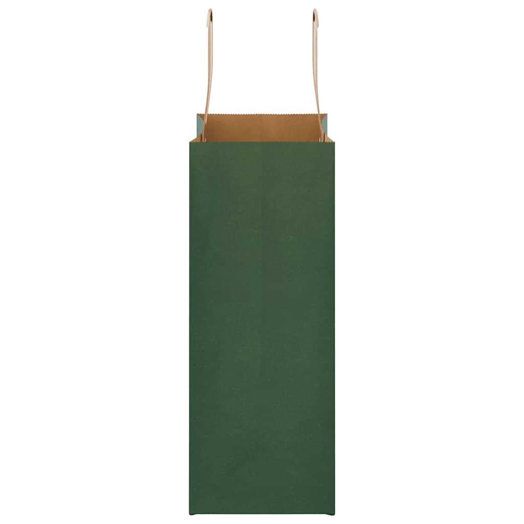 Pungi de hârtie 250 buc cu mânere verde 21x11x28 cm GartenMobel Dekor