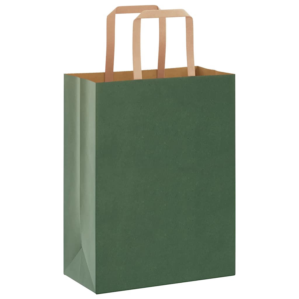 Pungi de hârtie 250 buc cu mânere verde 21x11x28 cm GartenMobel Dekor