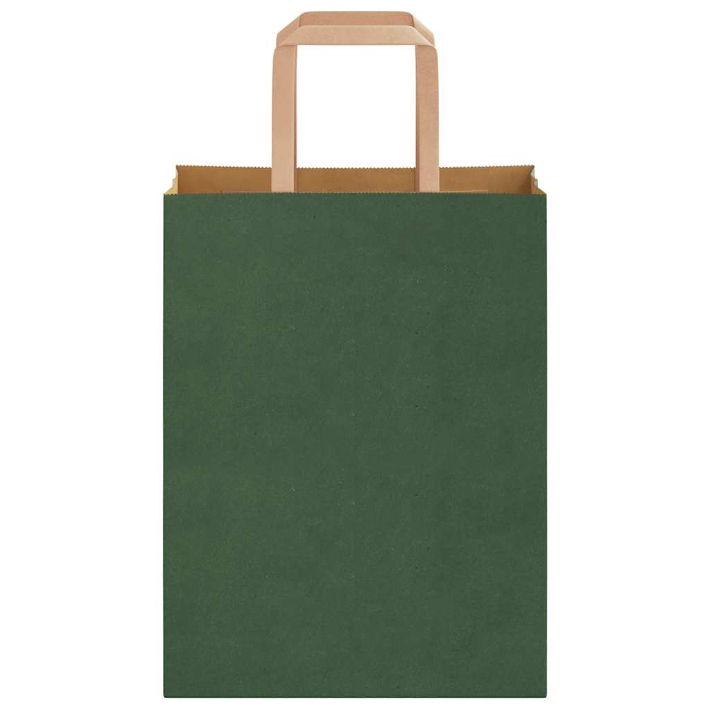 Pungi de hârtie 250 buc cu mânere verde 21x11x28 cm GartenMobel Dekor