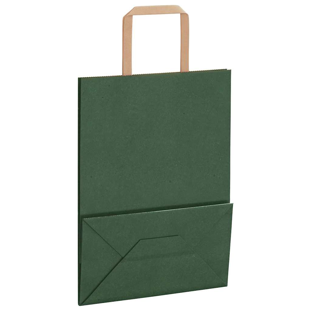 Pungi de hârtie 250 buc cu mânere verde 21x11x28 cm GartenMobel Dekor