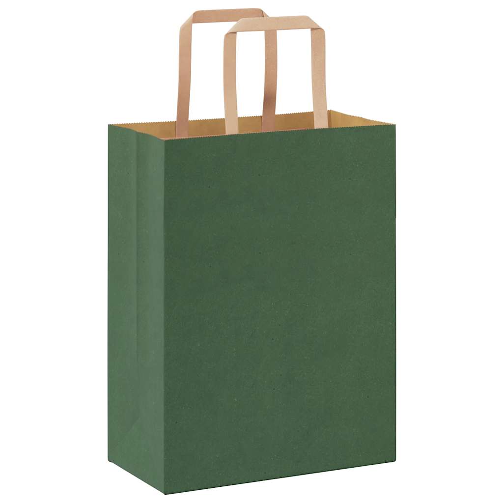 Pungi de hârtie 250 buc cu mânere verde 21x11x28 cm GartenMobel Dekor