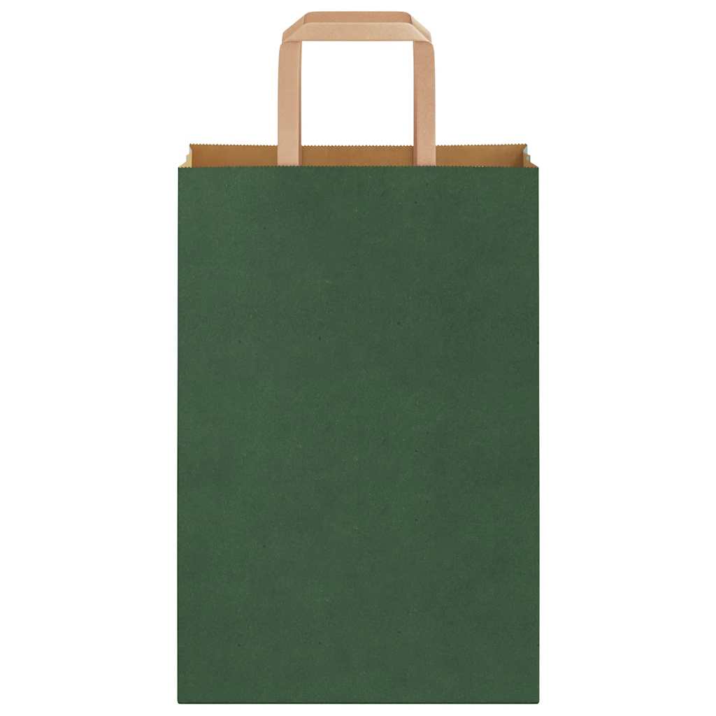 Pungi de hârtie 250 buc cu mânere verde 21x11x31 cm GartenMobel Dekor