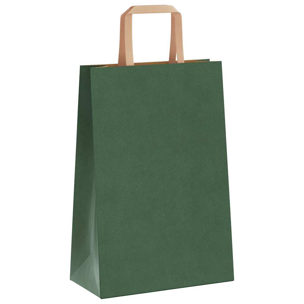 Pungi de hârtie 250 buc cu mânere verde 21x11x31 cm GartenMobel Dekor