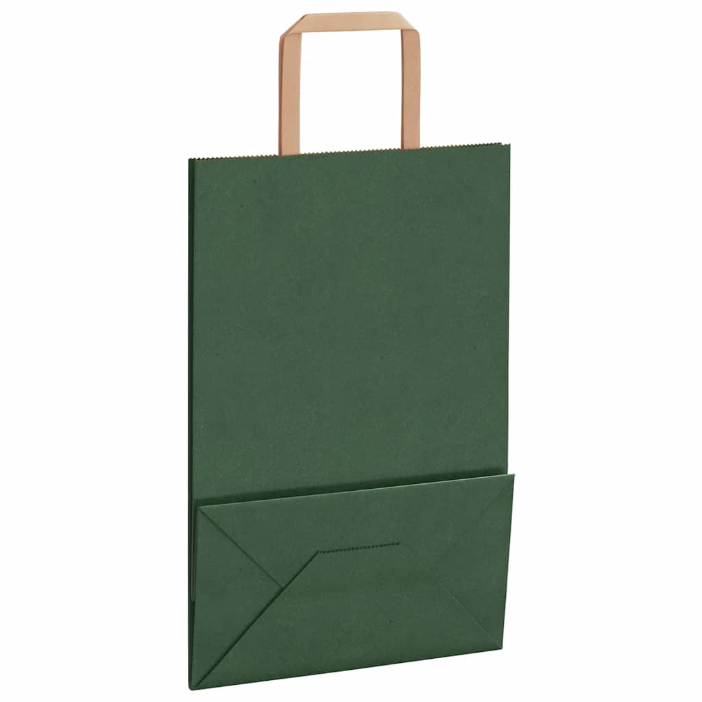 Pungi de hârtie 250 buc cu mânere verde 21x11x31 cm GartenMobel Dekor