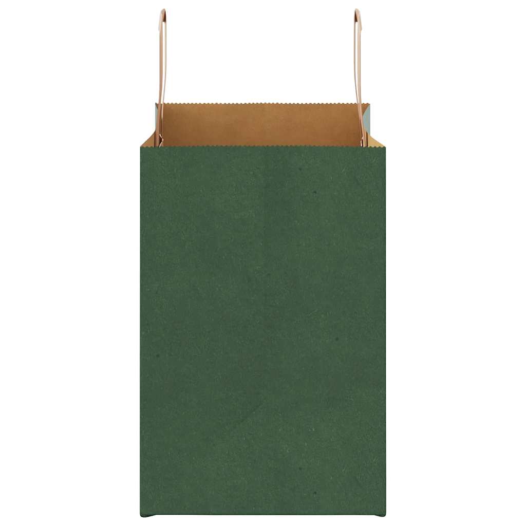 Pungi de hârtie 250 buc cu mânere verde 26x17x25 cm GartenMobel Dekor