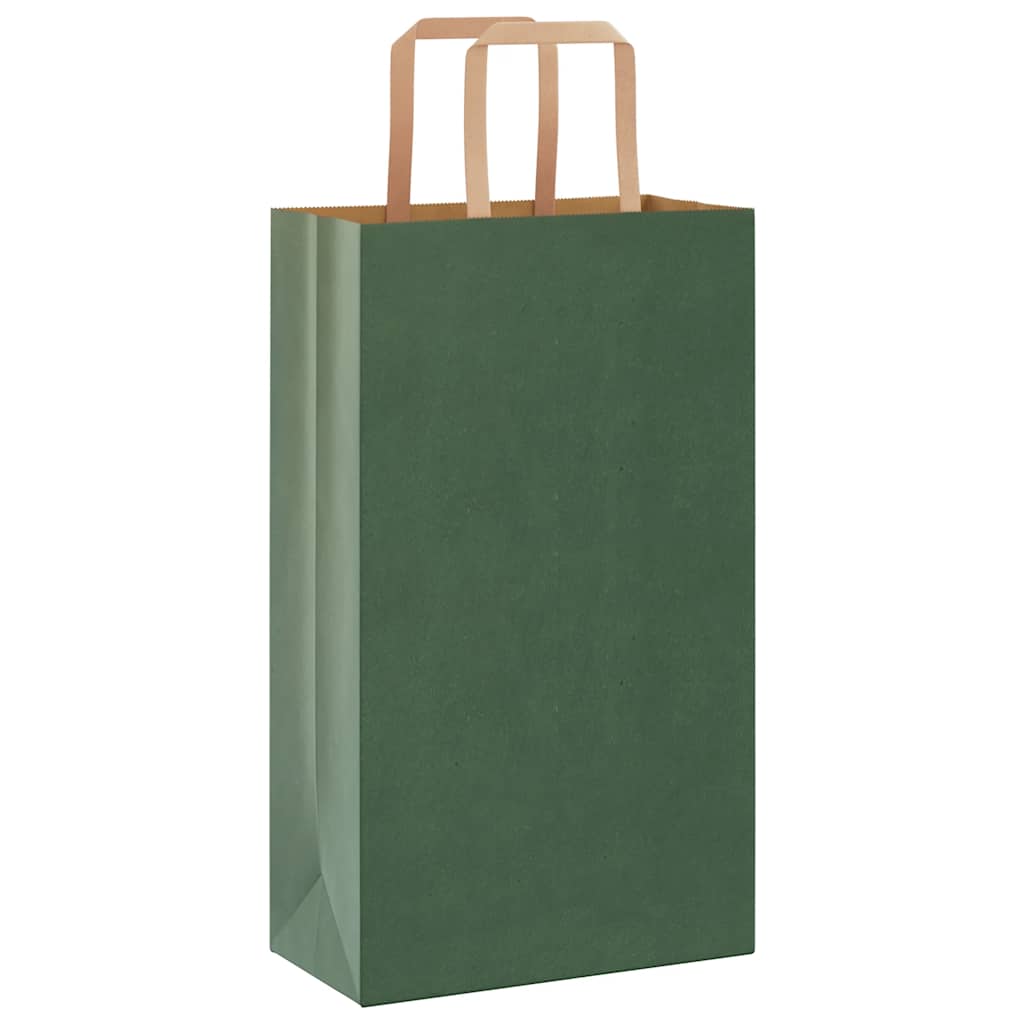 Pungi de hârtie 50 buc cu mânere verde 21x11x36 cm GartenMobel Dekor