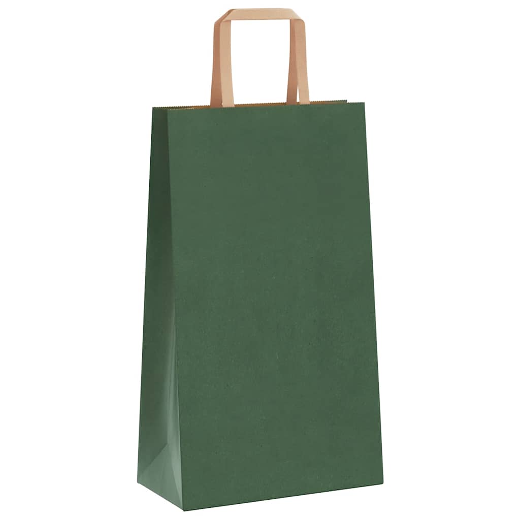 Pungi de hârtie 50 buc cu mânere verde 21x11x36 cm GartenMobel Dekor