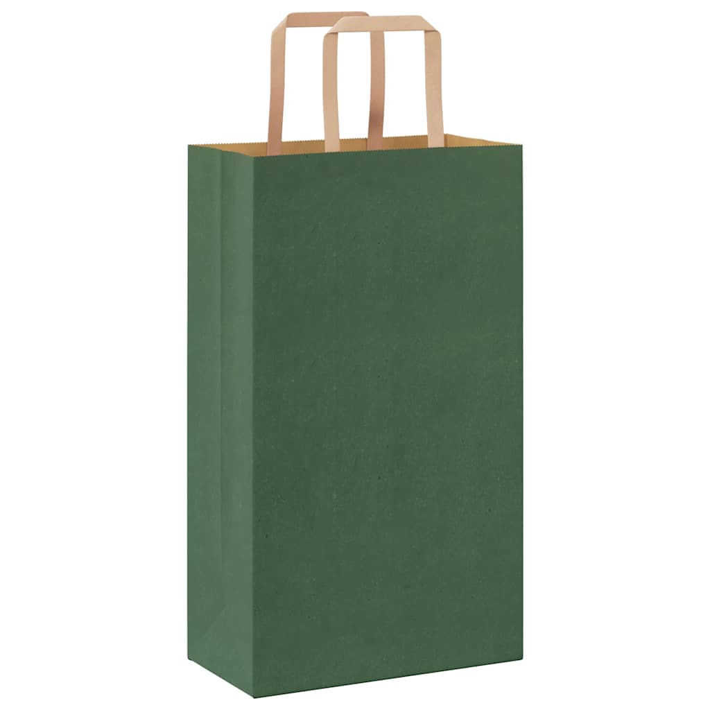 Pungi de hârtie 50 buc cu mânere verde 21x11x36 cm GartenMobel Dekor