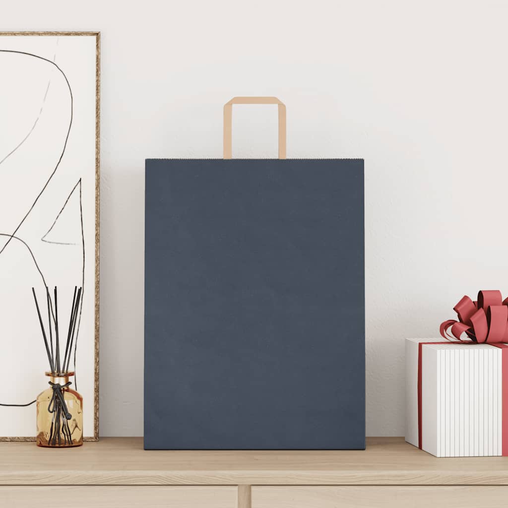 Saci de hârtie 250 buc cu mânere Albastru 32x12x42 cm GartenMobel Dekor