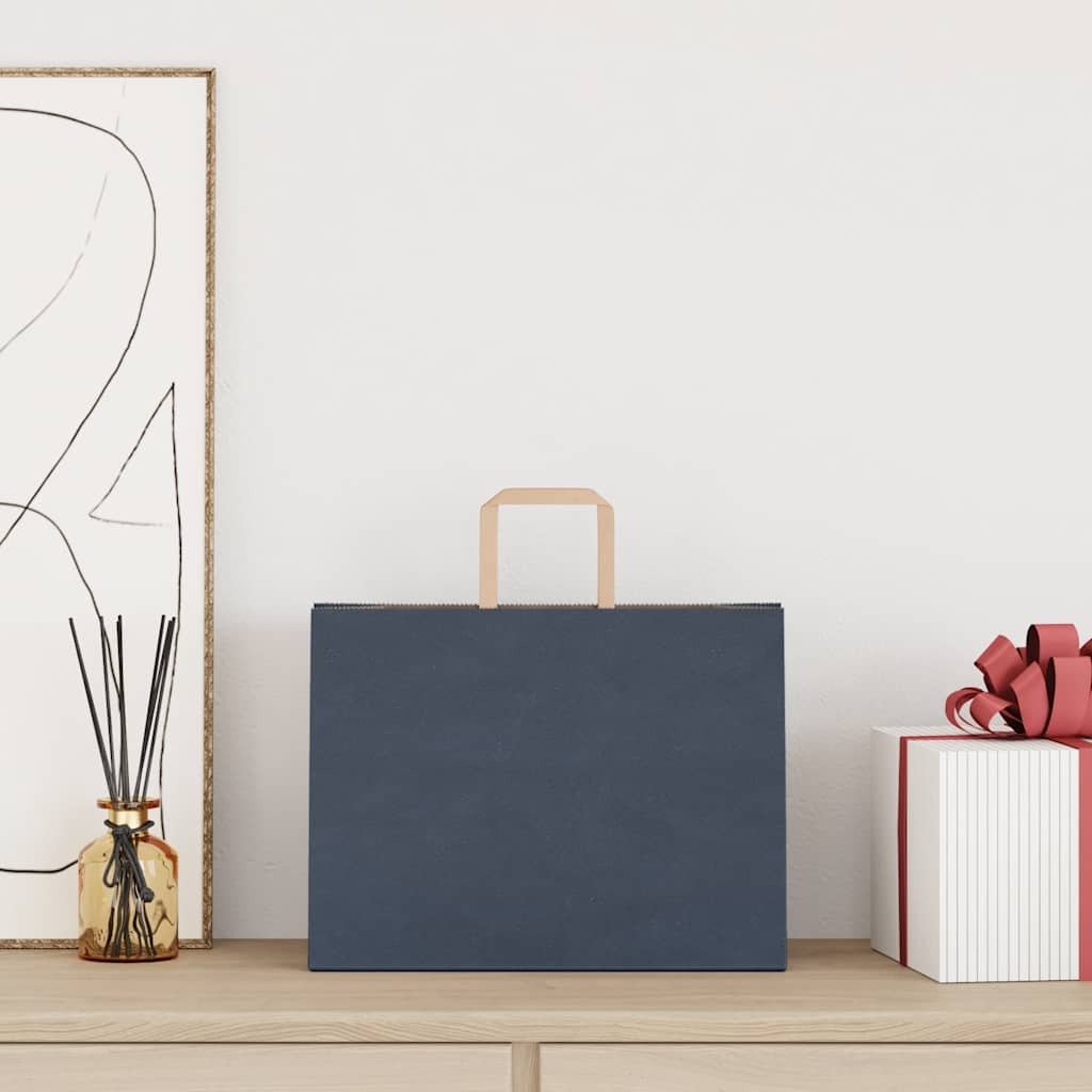 Saci de hârtie 50 buc cu mânere Albastru 32x17x25 cm GartenMobel Dekor