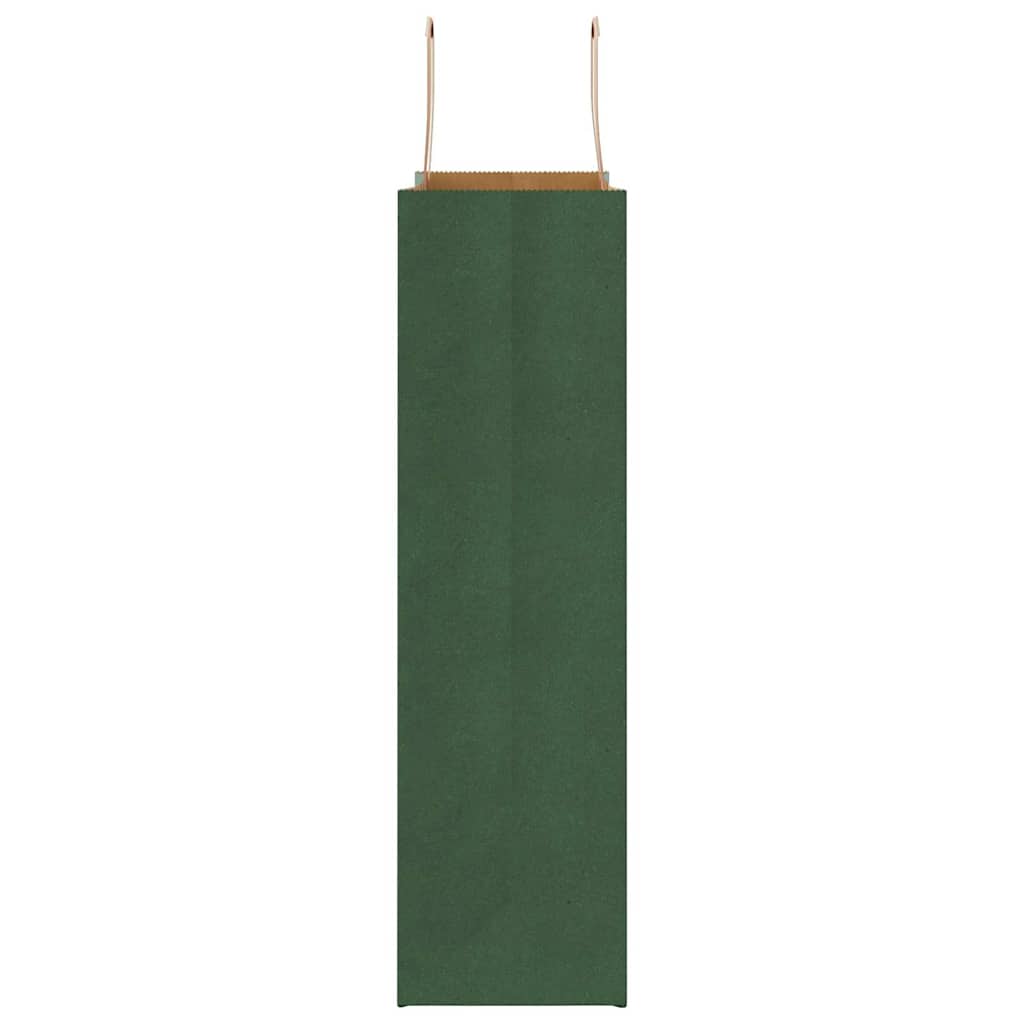 Saci de hârtie 50 buc cu mânere verde 32x12x42 cm GartenMobel Dekor